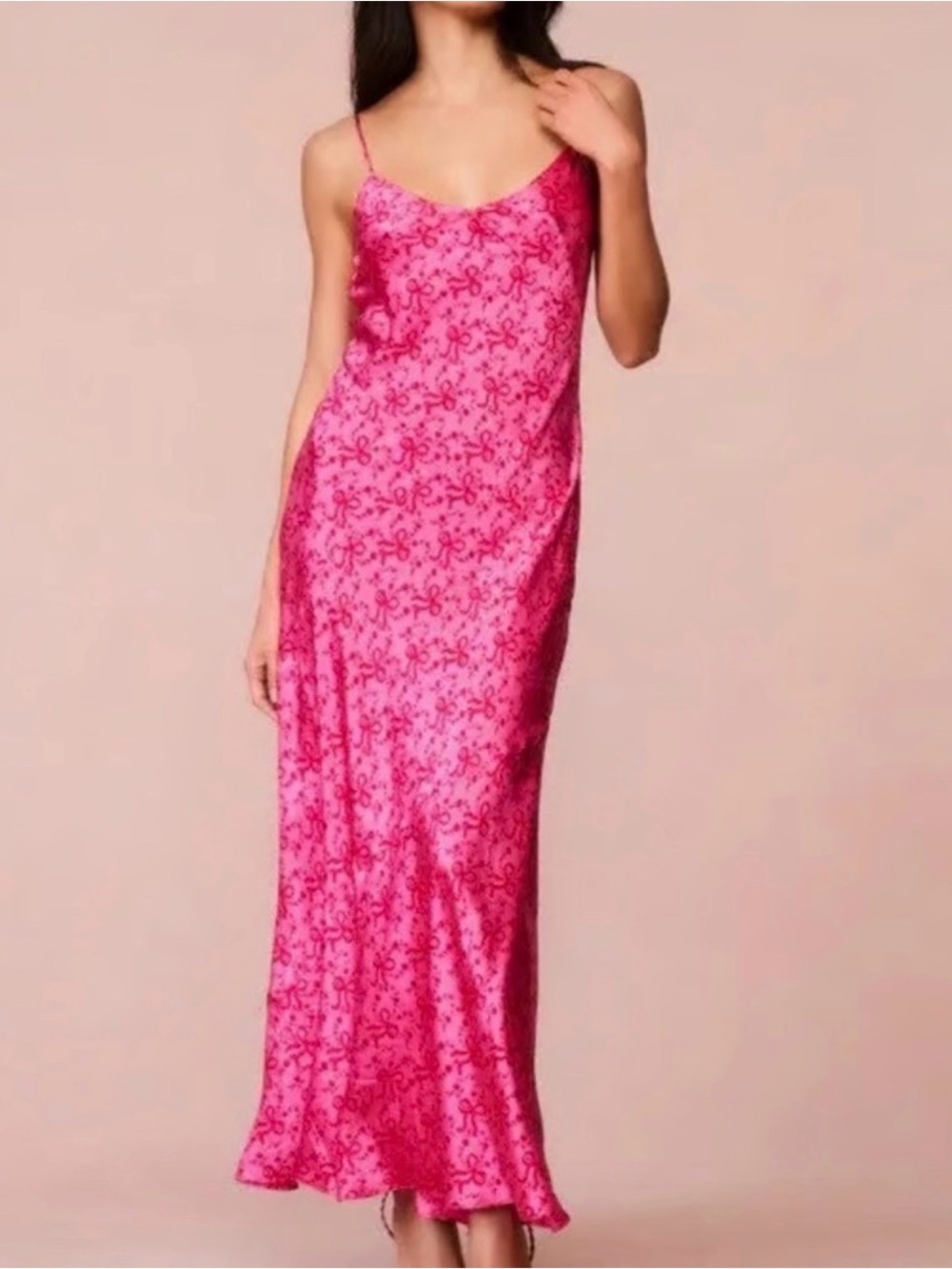 LoveShackFancy M SILK Romantic Feminine Breathable Capsule Pink Slip Maxi Dress